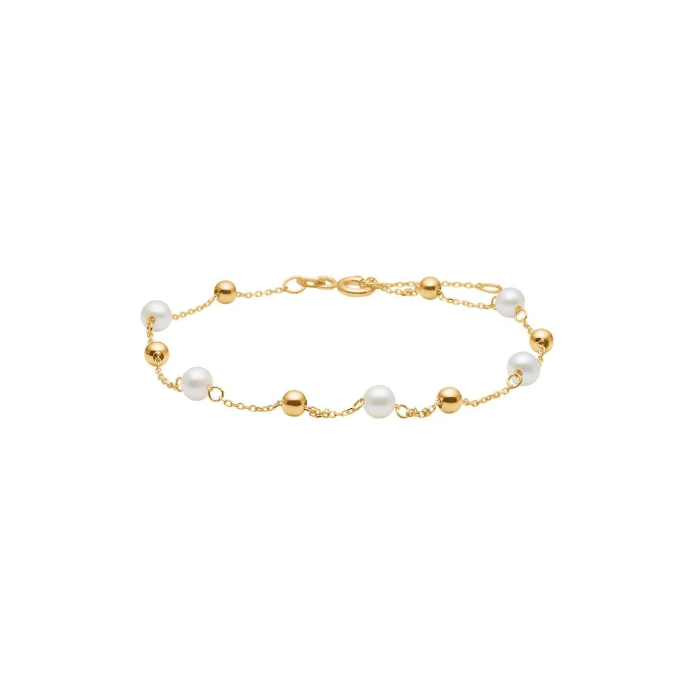 Armbånd i 8 kt. guld med 3 mm ferskvandsperle