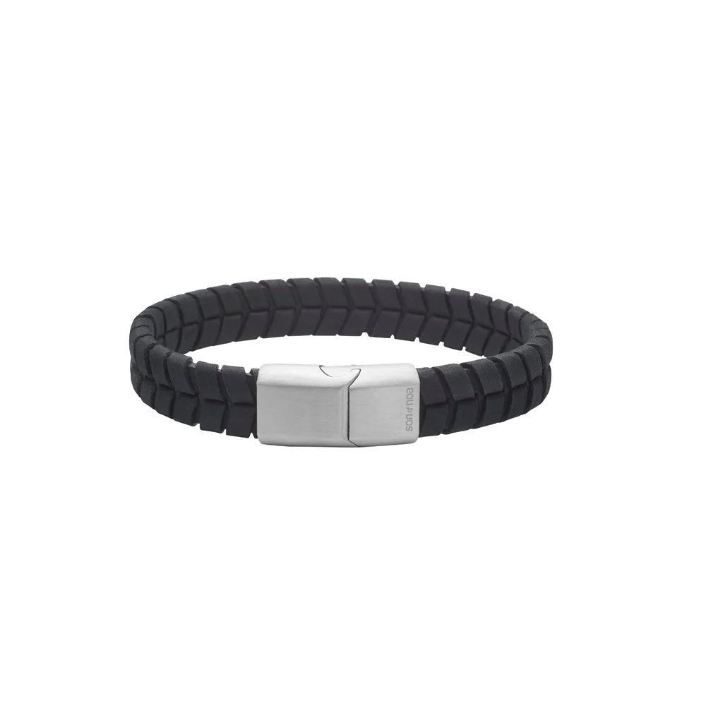 SON armbånd i brunt kalveskind med 12 mm bredde og stållås