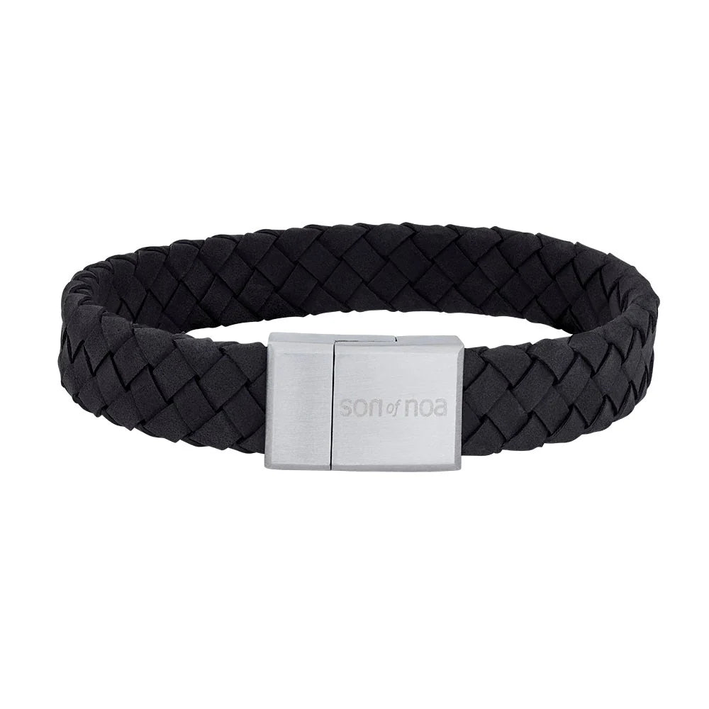 SON armbånd i sort kalveskind med 12 mm bredde og stållås