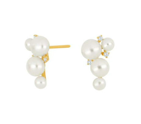 14kt. guldørestikker m. 0,09ct TW/SI og fvkp.