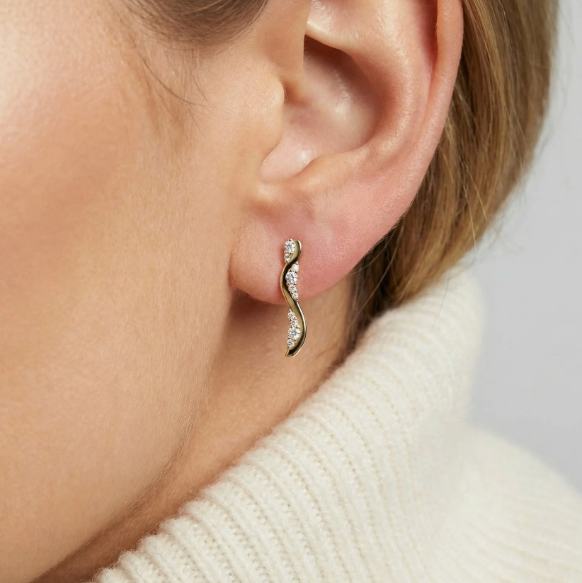 Øreringe Ellera Waves Altro Lungo Medio forgyldt