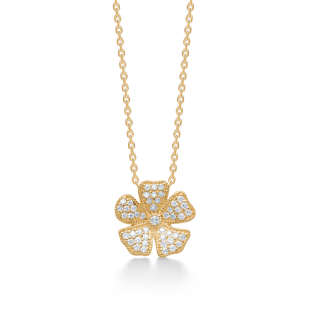 Fleur vedhæng 14 kt. guld m. brillanter