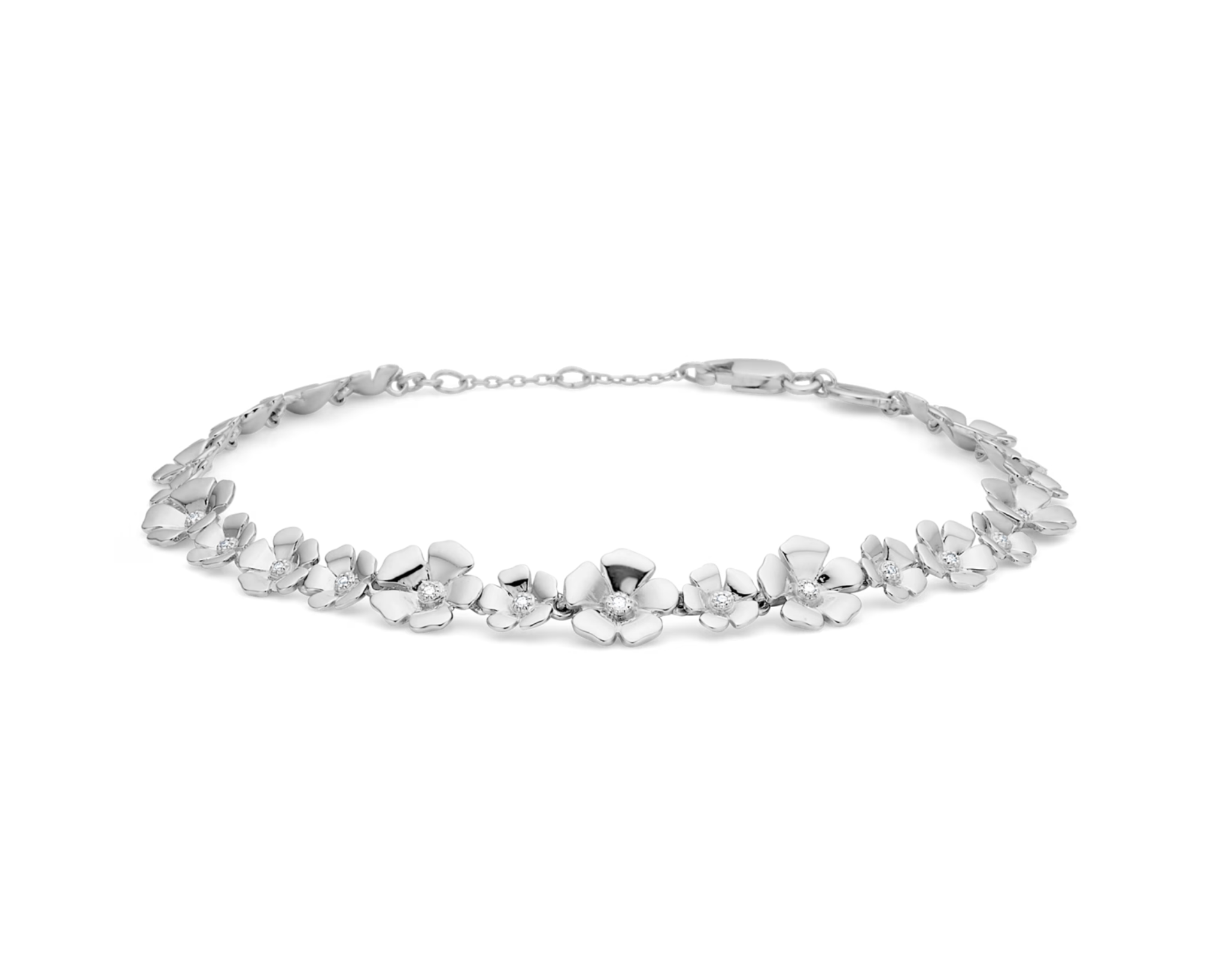 Fleur sølv armbånd m. hvide topaser