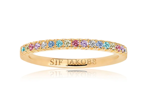RING ELLERA - FORGYLDT MED MULTIFARVEDE ZIRKONER