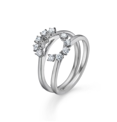 CROWN TIARA ring i 14 kt. guld m. diamant