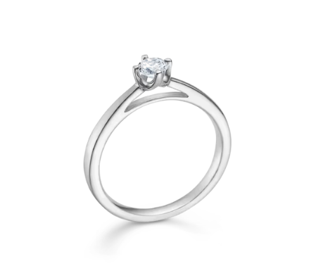 CROWN ring i 14 kt. hvidguld m. diamant