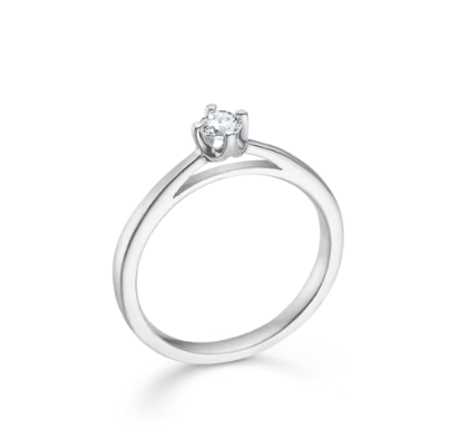 CROWN ring i 14 kt. hvidguld m. diamant