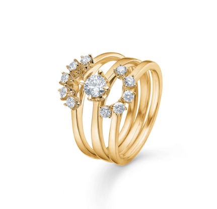 CROWN TIARA ring i 14 kt. guld m. diamant