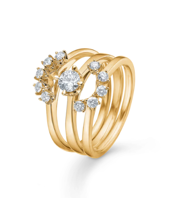 CROWN TIARA ring i 14 kt. guld m. diamanter