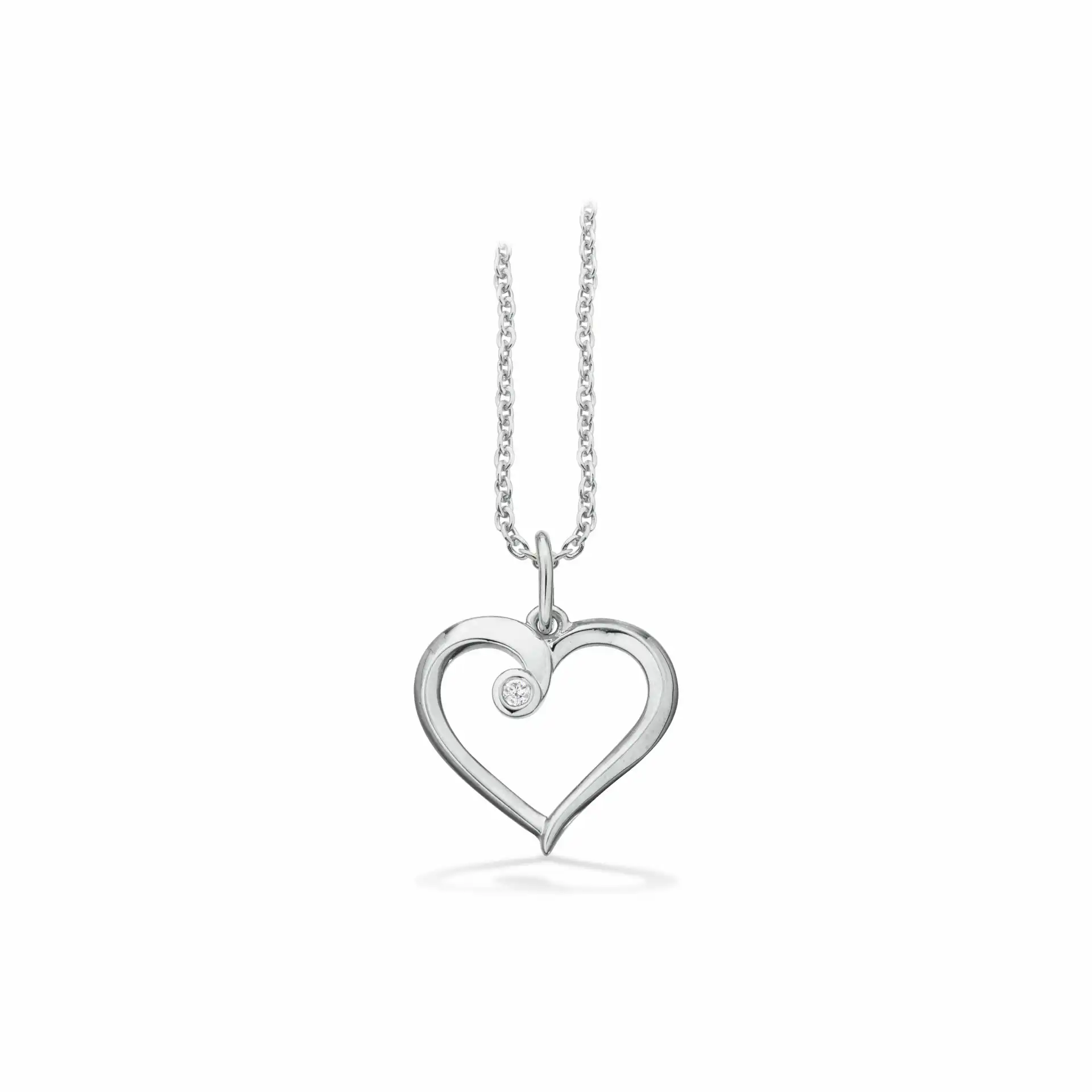 Halskæde i 8 kt. m. diamant
