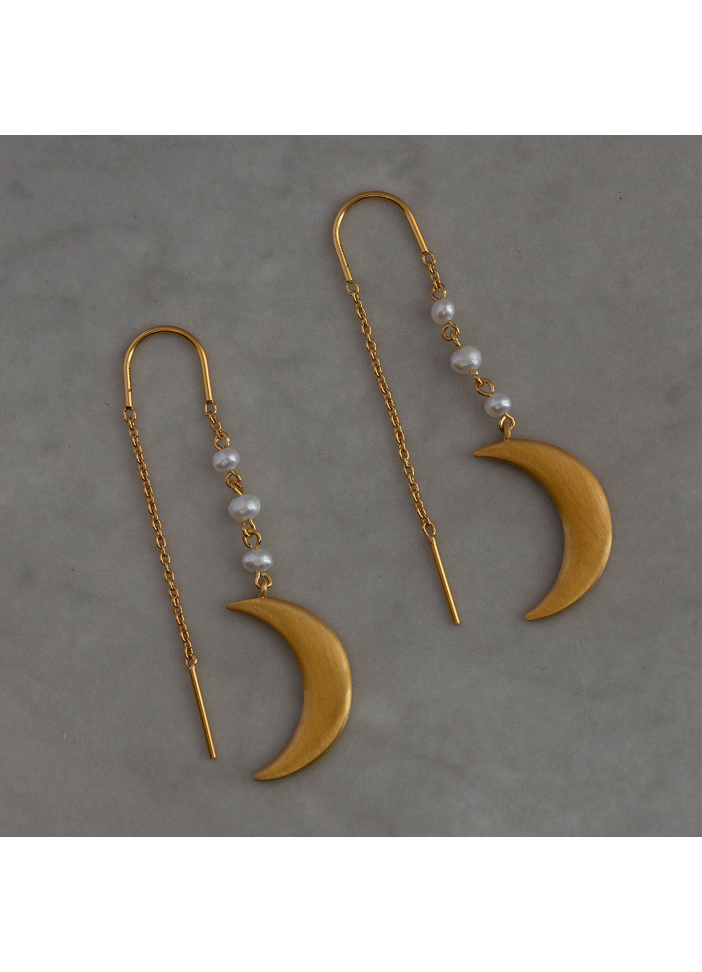 Summer Moon Forgyldte Øreringe m/Perler