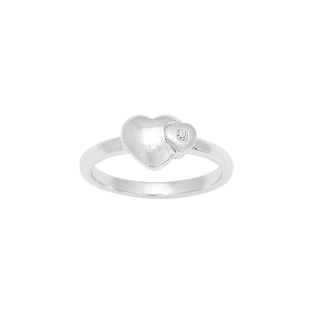 Rhod. sølvbørnering hjerte m/cz