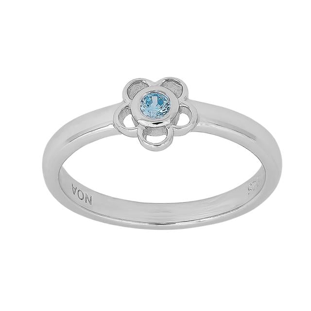 Rhod. sølvbørnering blomst m/lyseblå sten