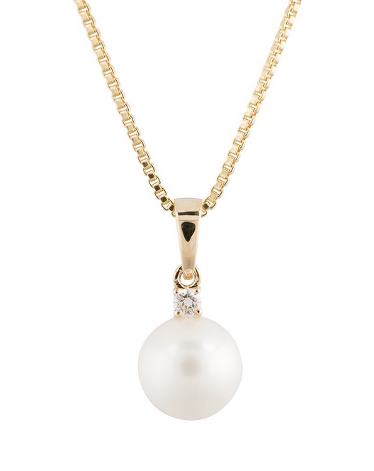 Siersbøl, brillant vedhæng med perle - Sct. Mathias Ure & Guld