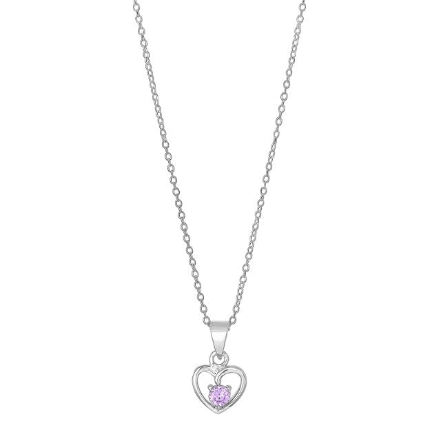 Hjerte kæde med lyserød sten