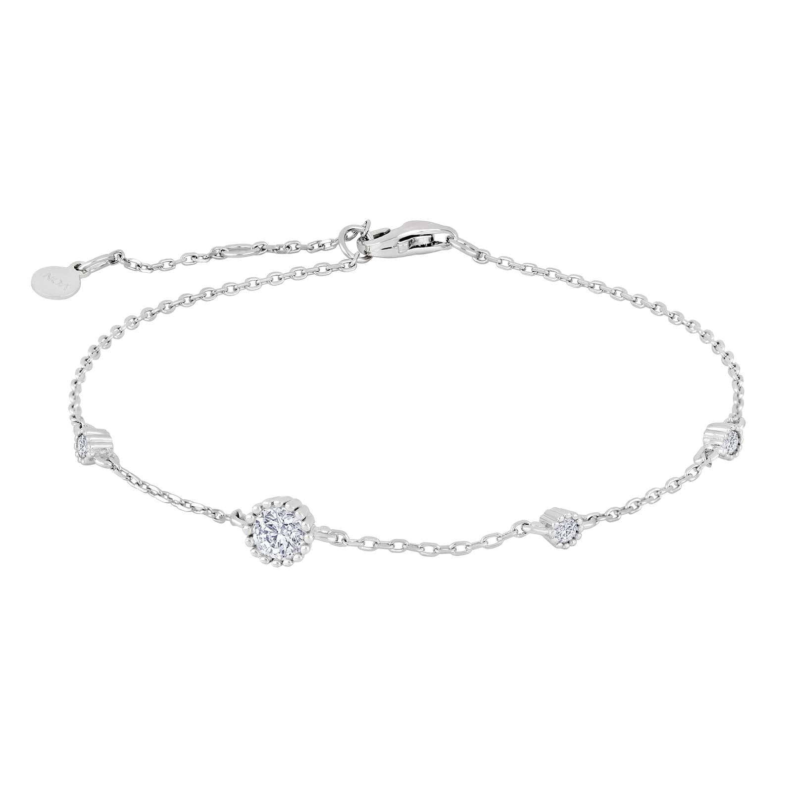 Rhod. sølv armbånd m. zirkonia