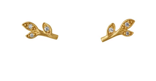 ByBiehl, Jungel Ivy sparkel leaf ørestikker sølv forgyldt - Sct. Mathias Ure & Guld