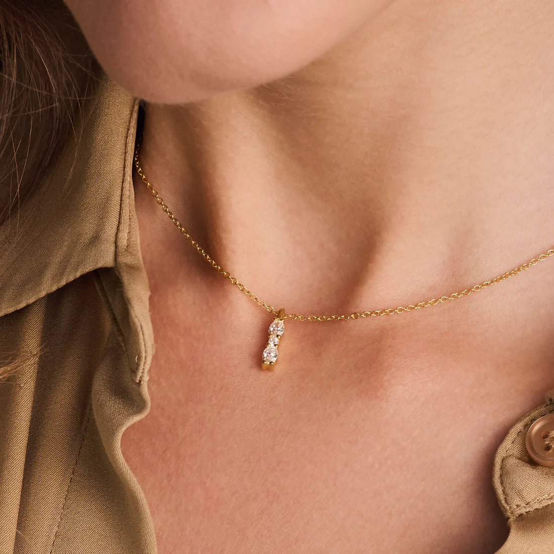 Ellera Ovale Piccolo Halskæde Forgyldt