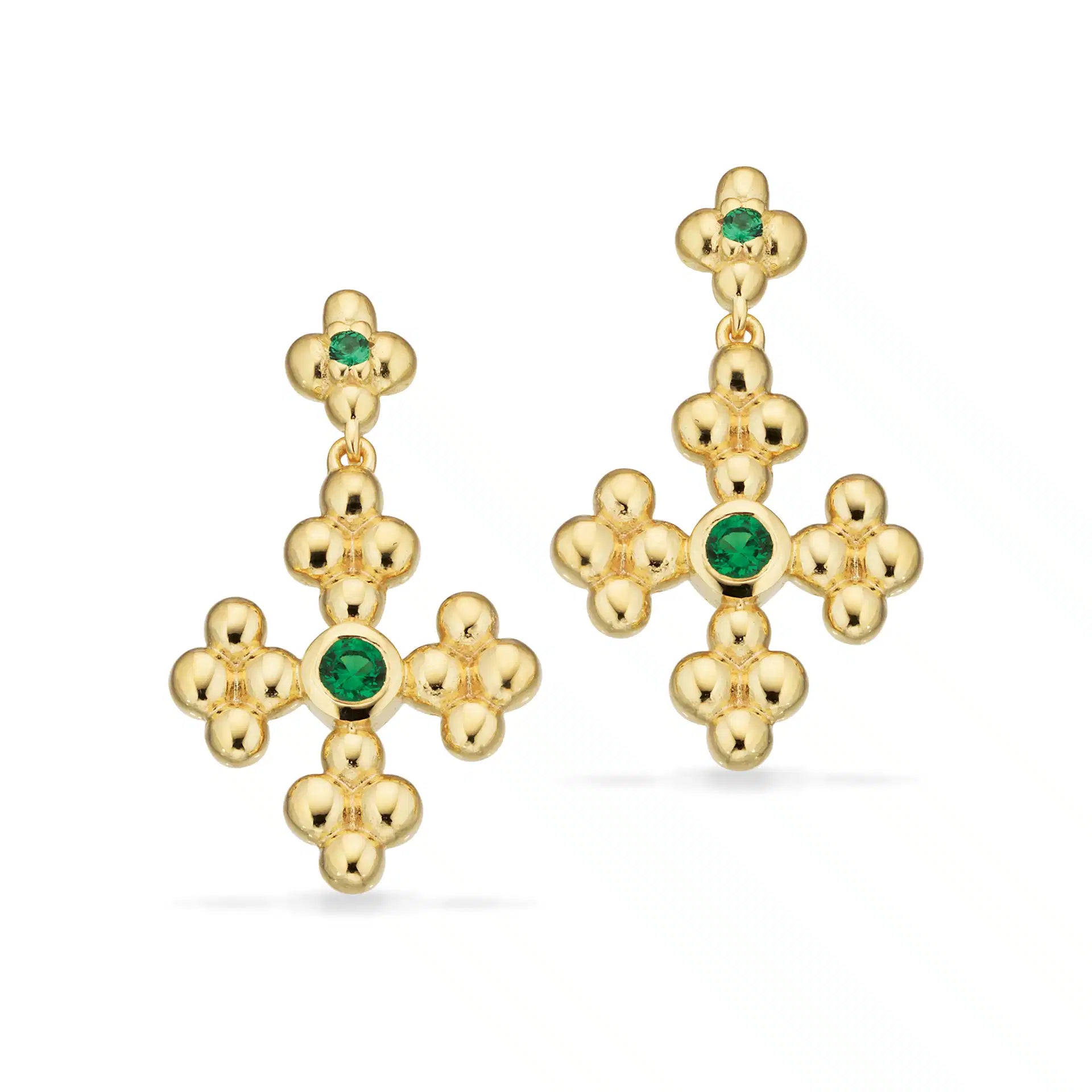 Ørehængere grøn kubisk zirkonia forgyldt