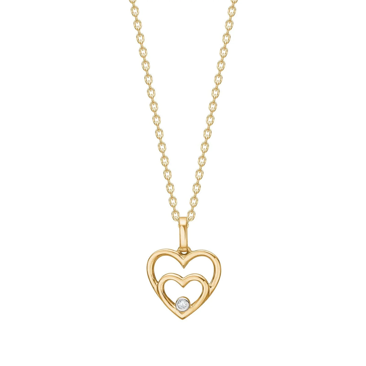 Hjerte i 14 kt. guld med 0,008 ct. diamant