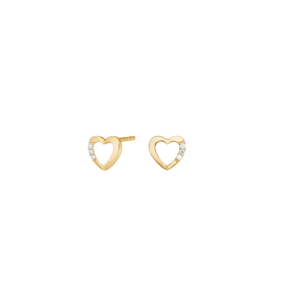 Hjerteørestikker i 14 kt. guld med 0,026 ct. diamanter
