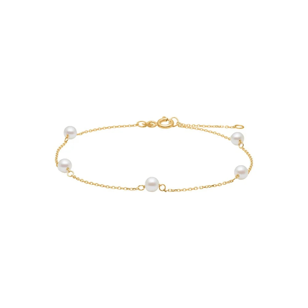 Armbånd i 8 kt. guld med ferskvandsperle, 4 mm
