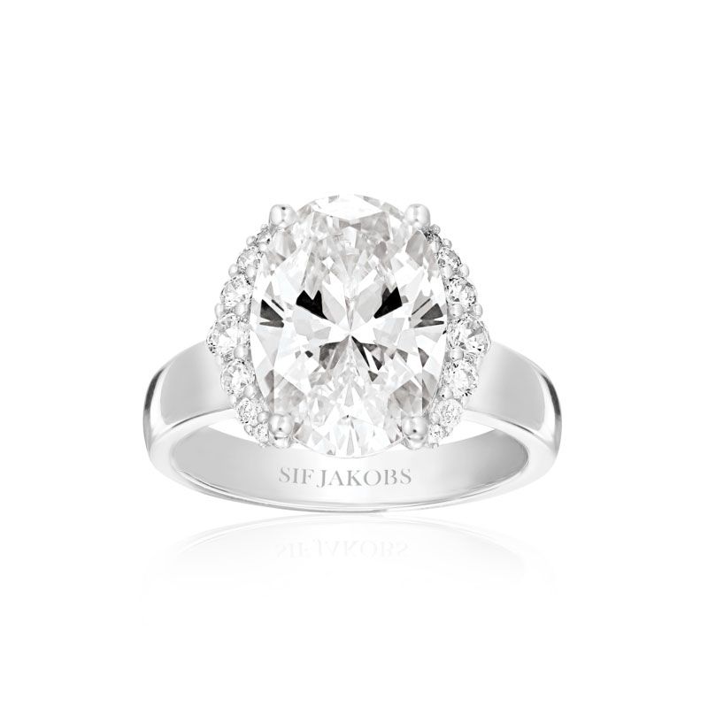 Ellisse Grande Ring sølv med klare zirkoner