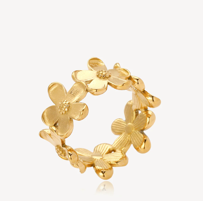 Sistie 2ND forgyldt stålring Camellia