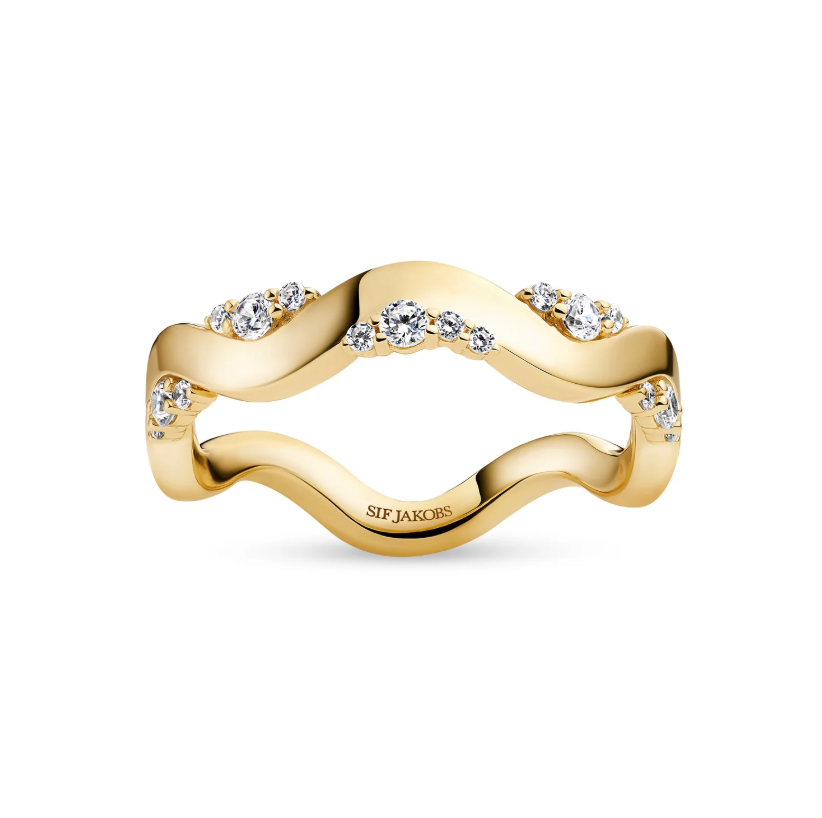 Ring Ellera Waves Altro forgyldt