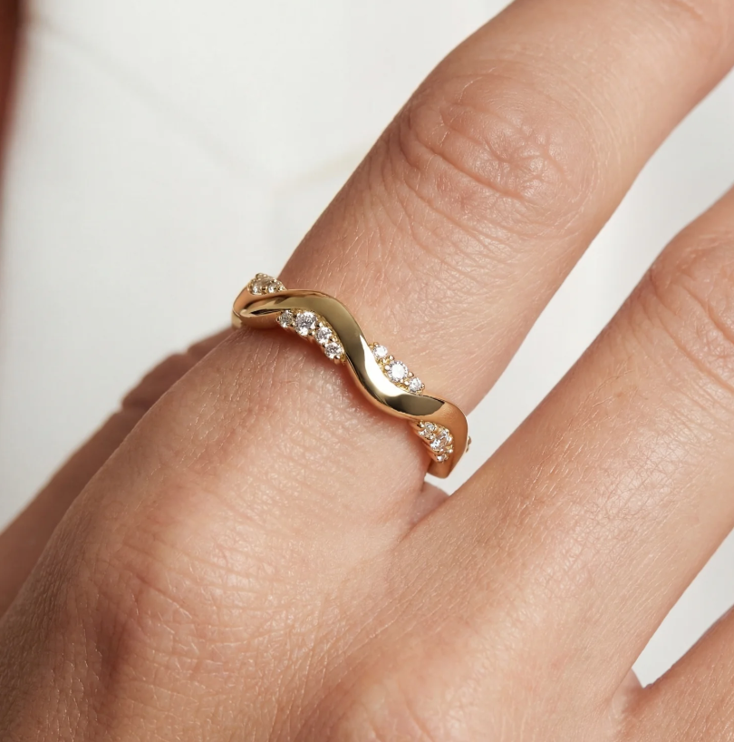 Ring Ellera Waves Altro forgyldt