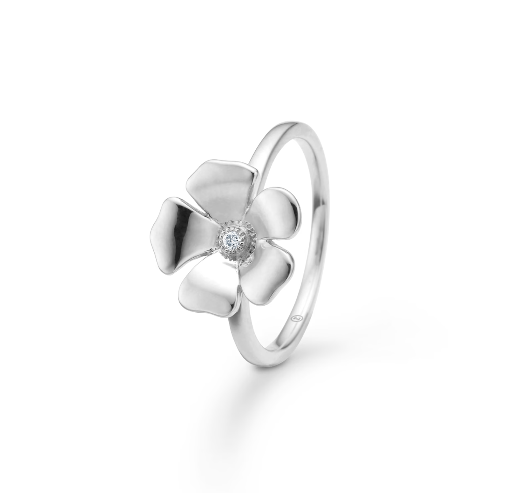 Fleur sølv ring m. hvid topas