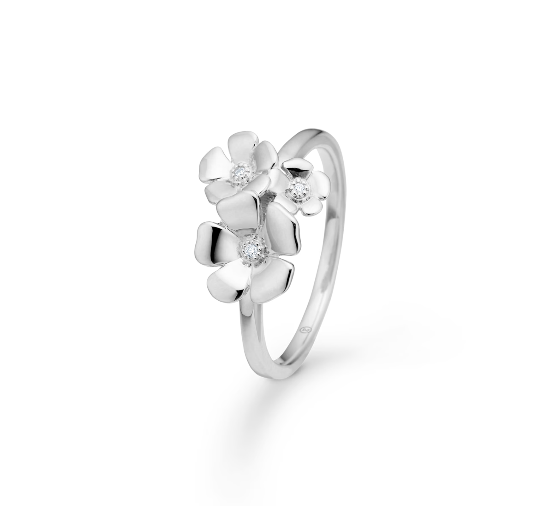 Fleur sølv ring m. hvide topaser