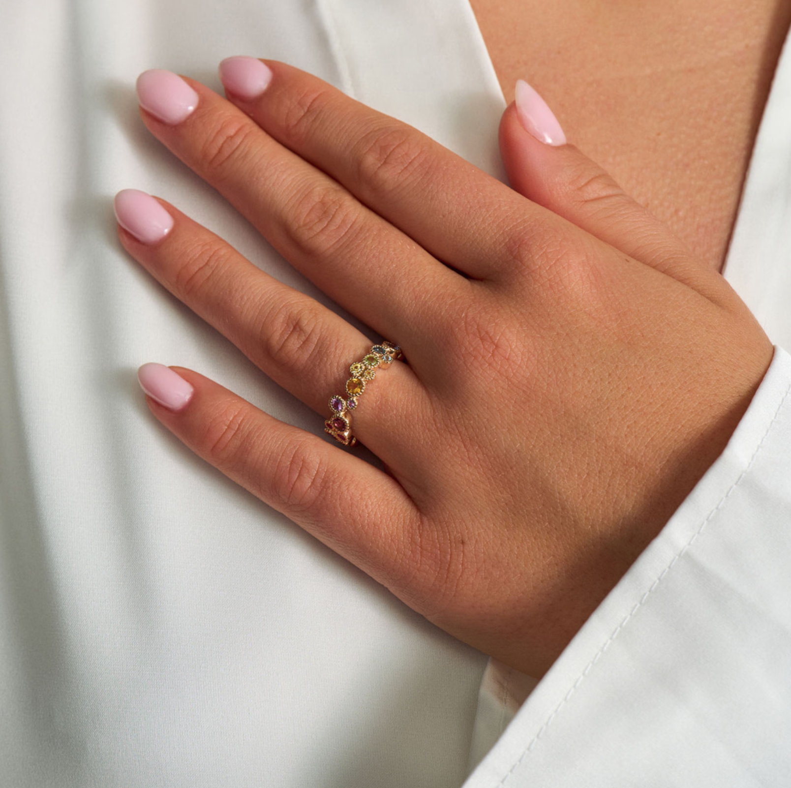 LUXURY RAINBOW ring i 14 kt. guld