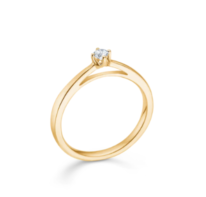 CROWN ring i 14 kt. guld m. diamant