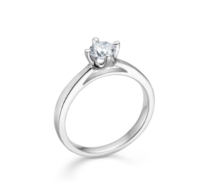 CROWN ring i 14 kt. hvidguld m. diamant