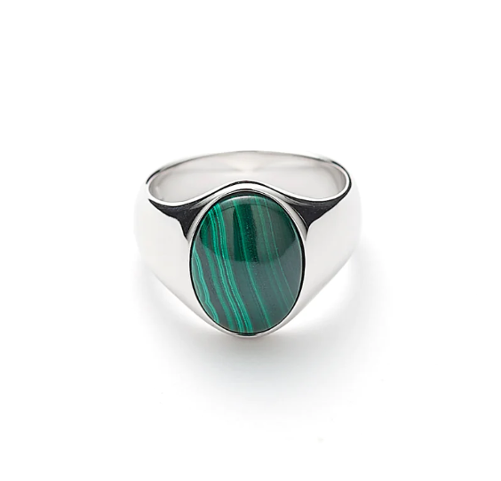 Hope Oval Signet Ring Malachite