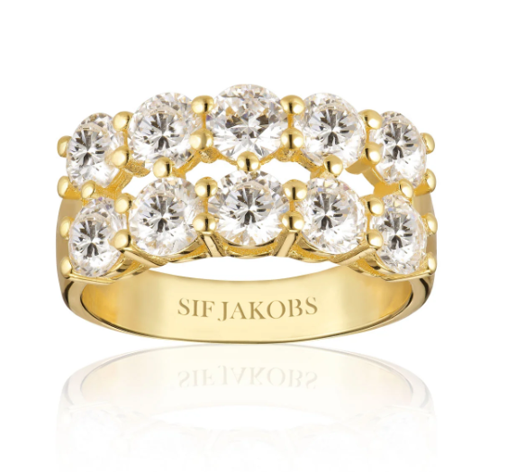 RING BELLUNO DUE - 18 KARAT FORGYLDT MED HVIDE ZIRCONIA