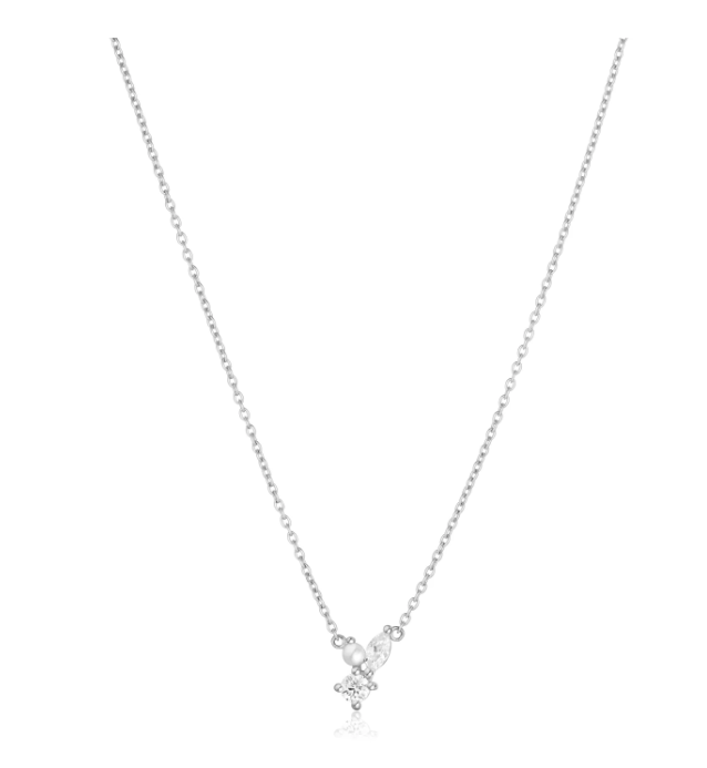 HALSKÆDE ADRIA TRE PICCOLO - MED FERSKVANDSPERLE OG HVIDE ZIRKONER.