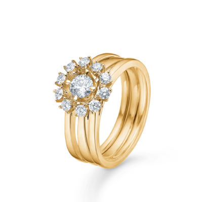 CROWN TIARA ring i 14 kt. guld m. diamanter