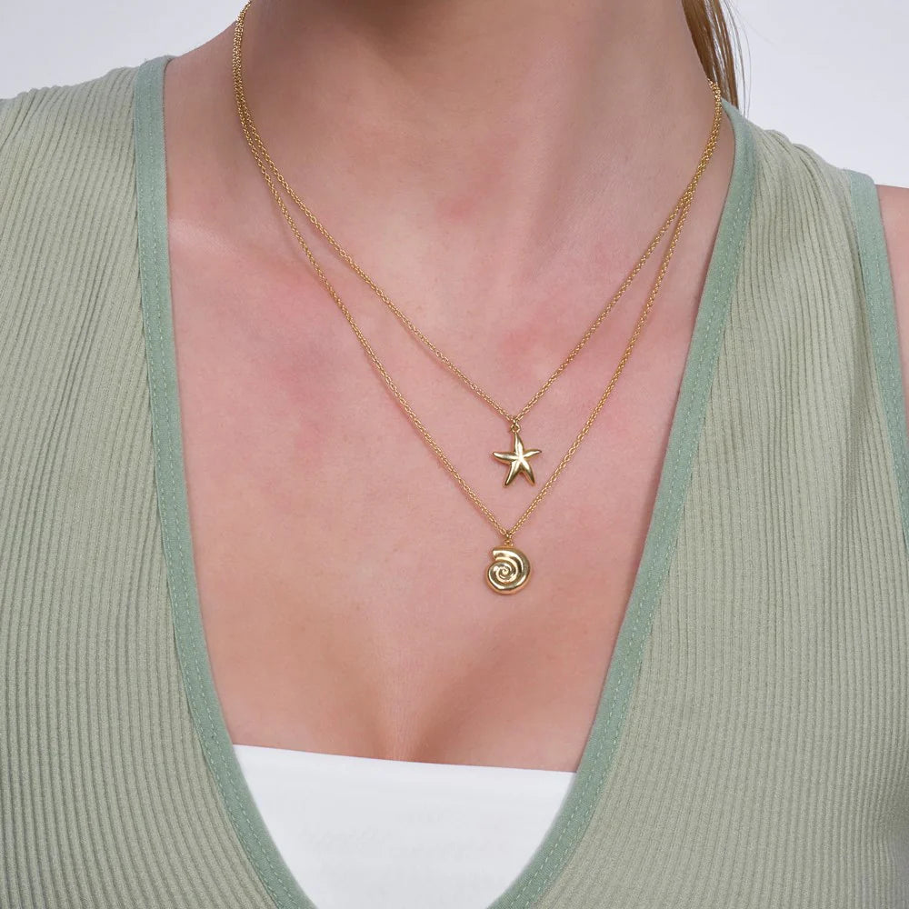 Forgyldt halskæde sneglehus SEA52