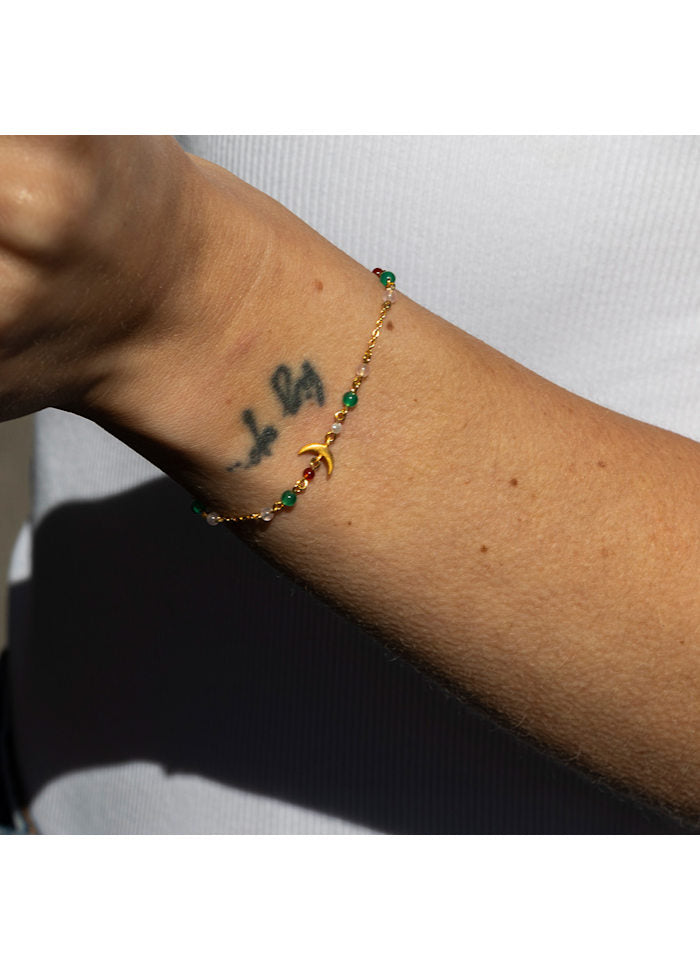 Summer Moon Forgyldt Armbånd m/Sten