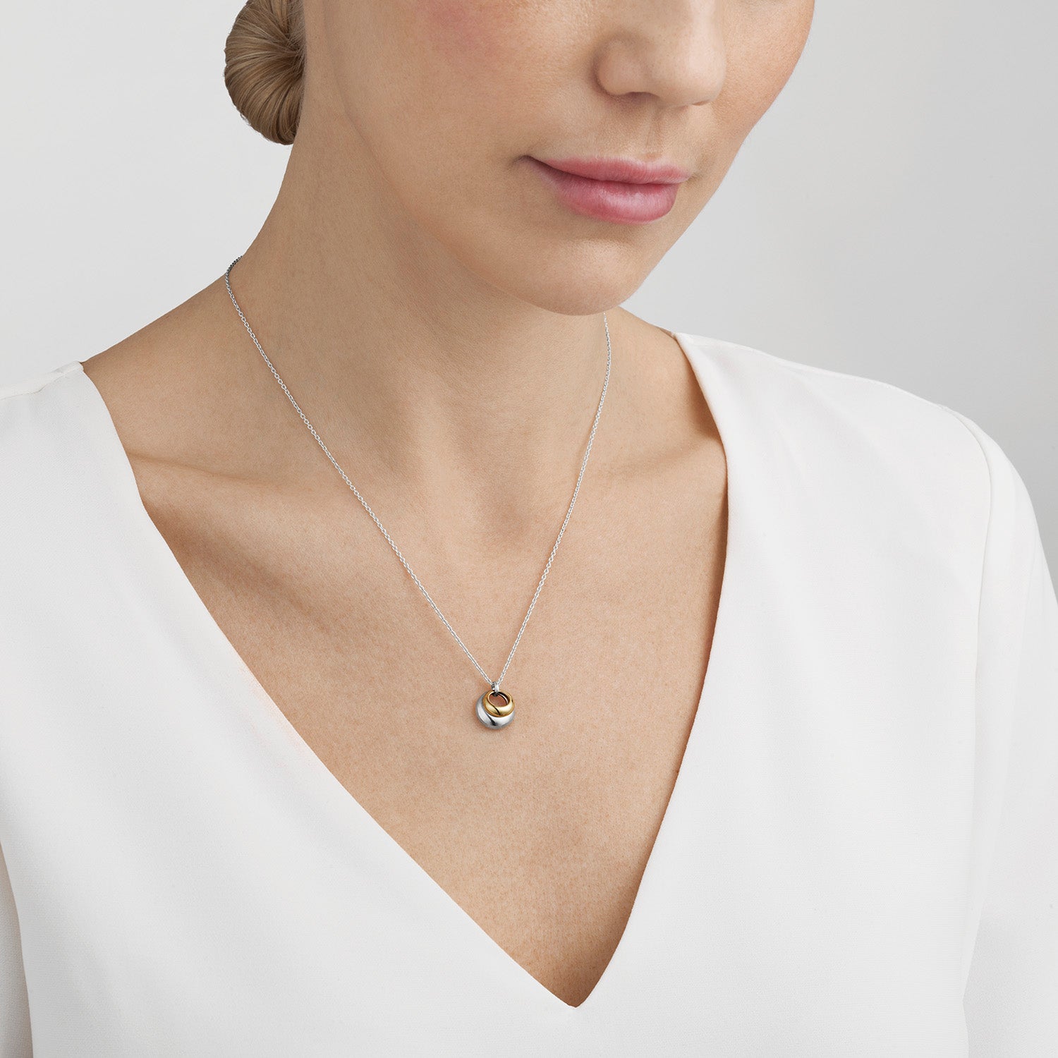 Curve Halskæde I Sølv &amp; 18 kt - Sct. Mathias Ure & Guld