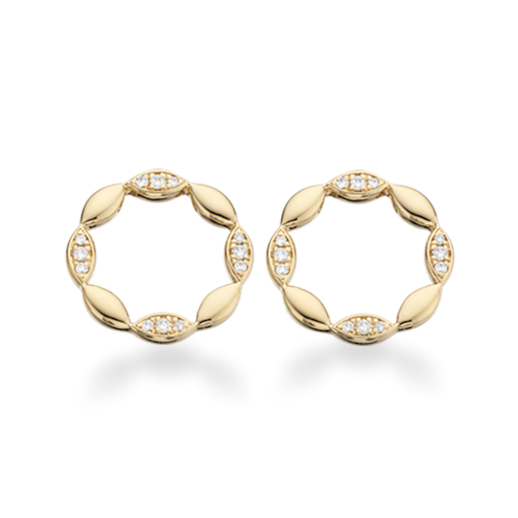 14 kt. øreringe med diamanter