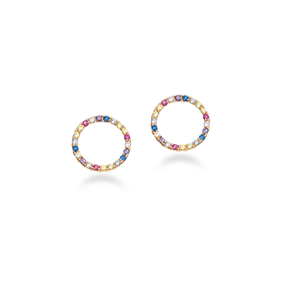 8 kt. guld ørestikker m. farvede zirkonia