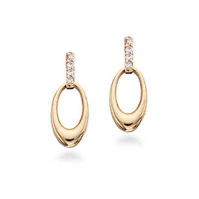 8 kt. ovale øreringe m. zirkonia