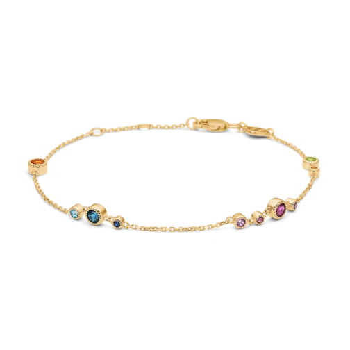 LUXURY RAINBOW armbånd i 14 kt. guld m. ædelsten