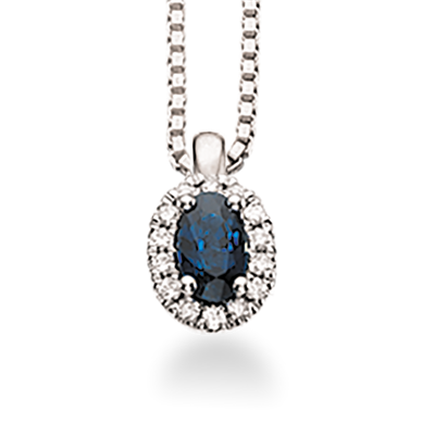 14 kt. vedhæng med safir og diamant