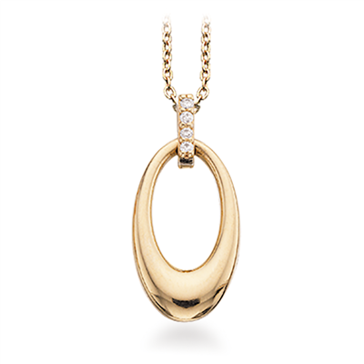 8 kt. guld oval halskæde m. zirkonia