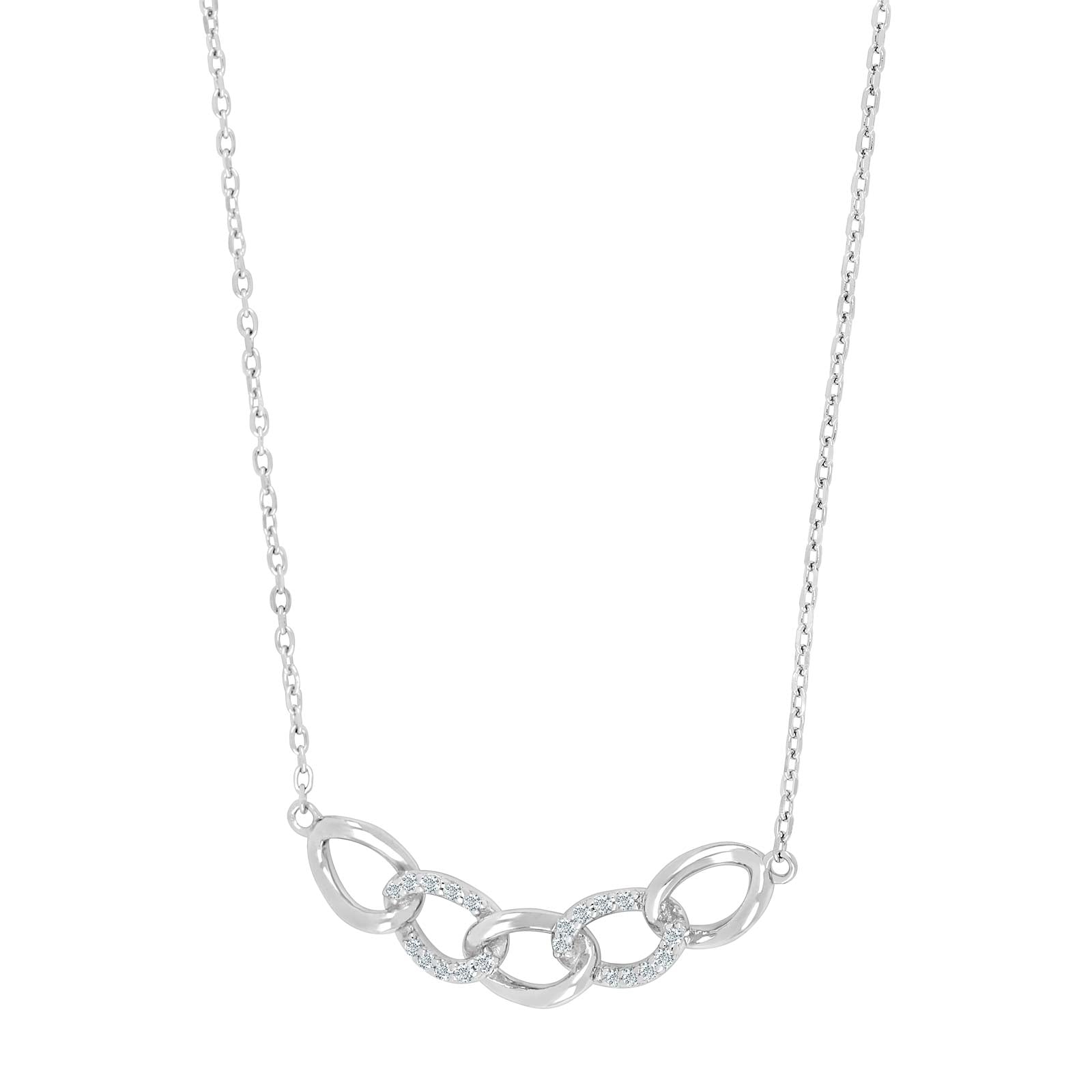 Rhod. sølv halskæde m. zirkonia