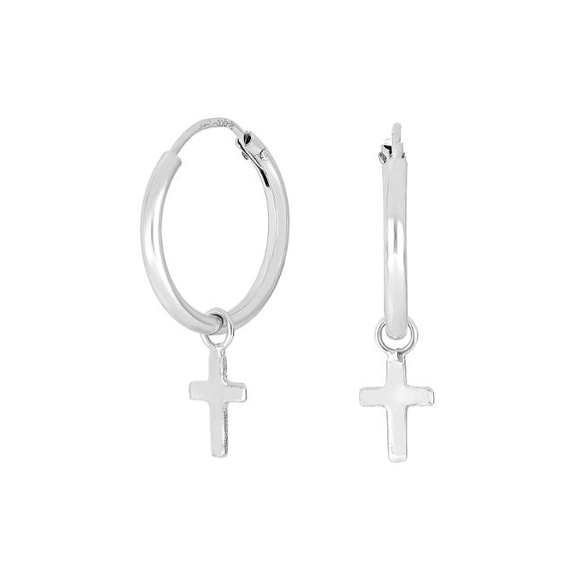 Sølv creoler, cross52 15mm - Sct. Mathias Ure & Guld